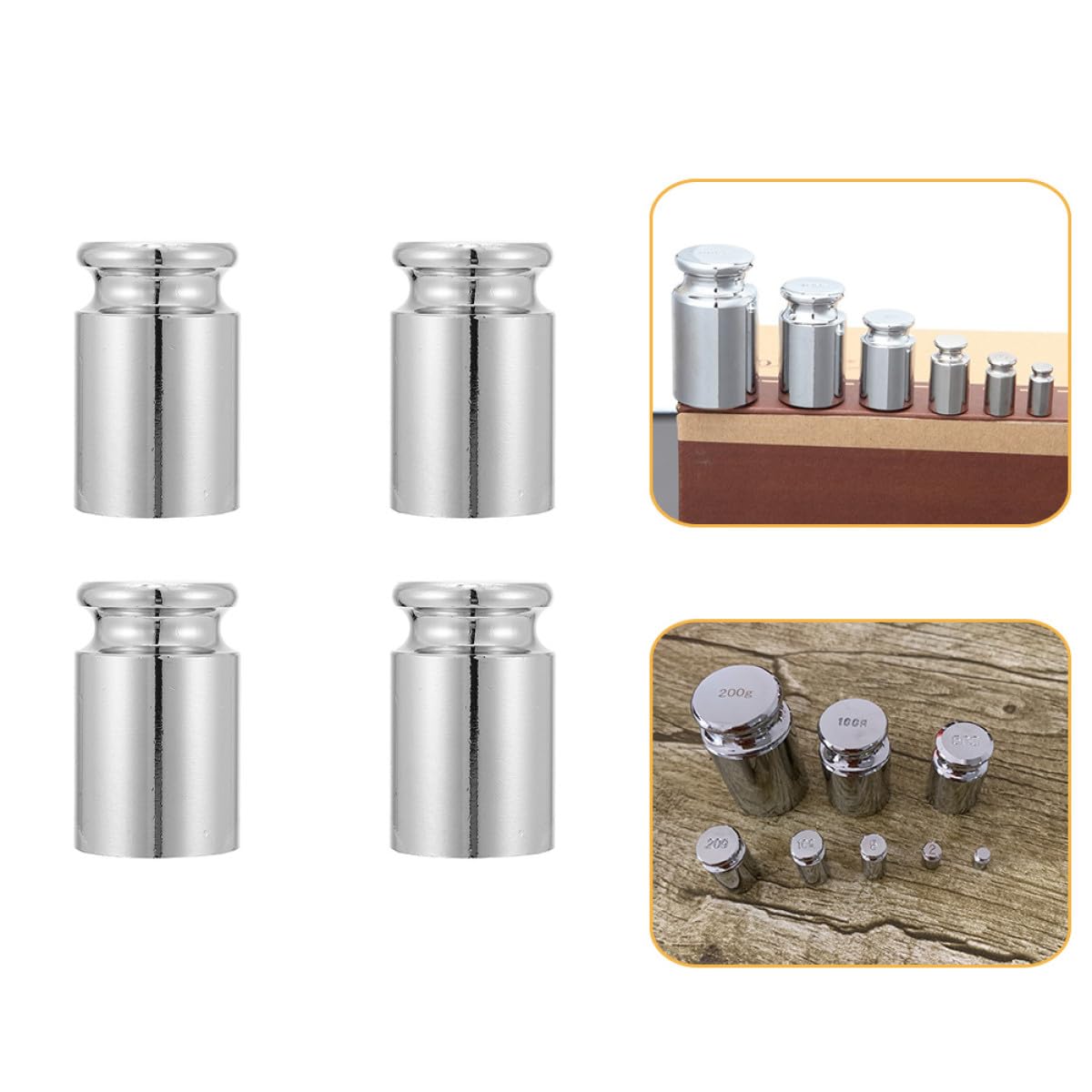 4 Pcs 200g Chrome Plated M1 Class Calibration Weights Set for Digital Scale Balance Laboratory and Educational Use