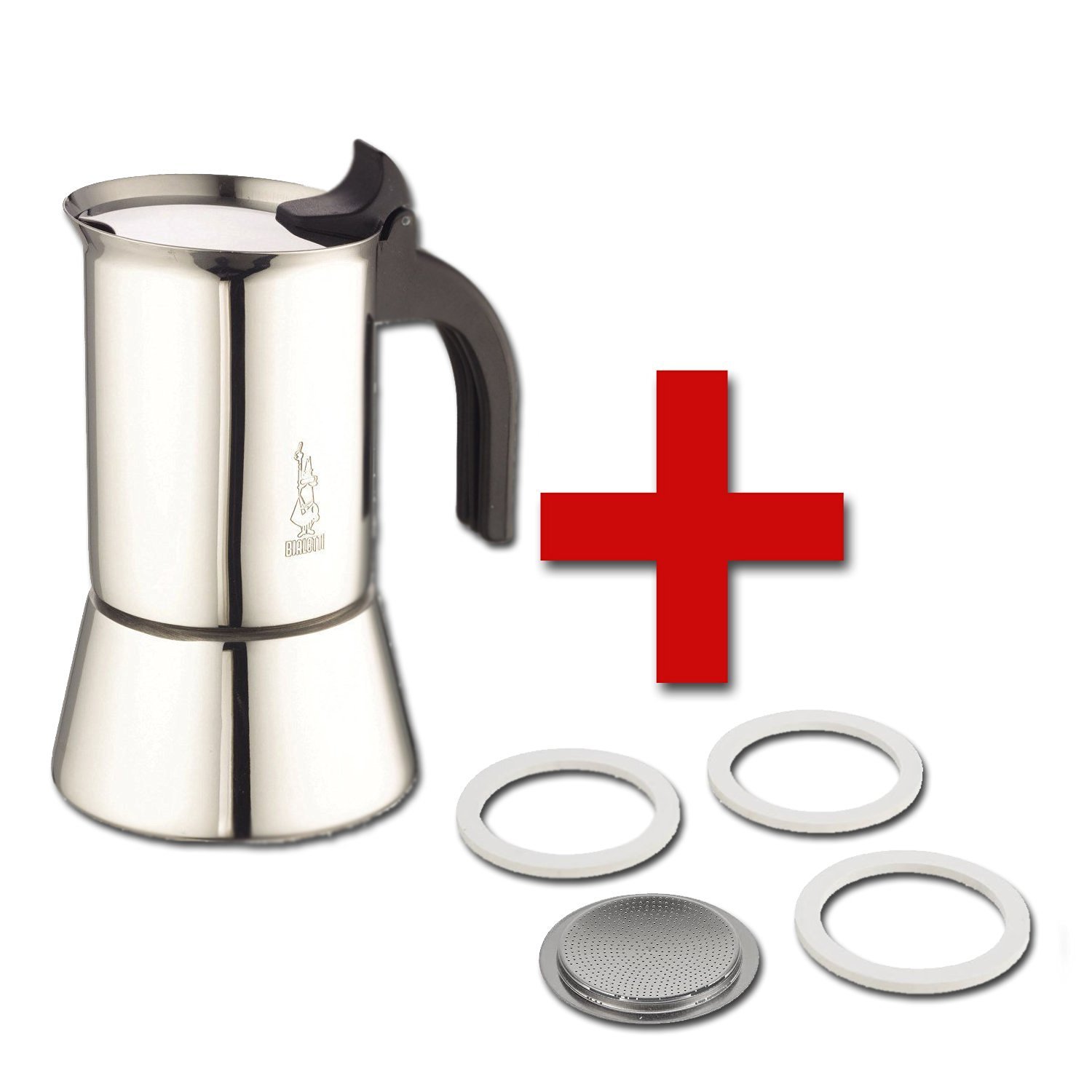 Bialetti Venus Stovetop Percolator 6-Cup Stainless Steel and Replacement filter & Gaskets