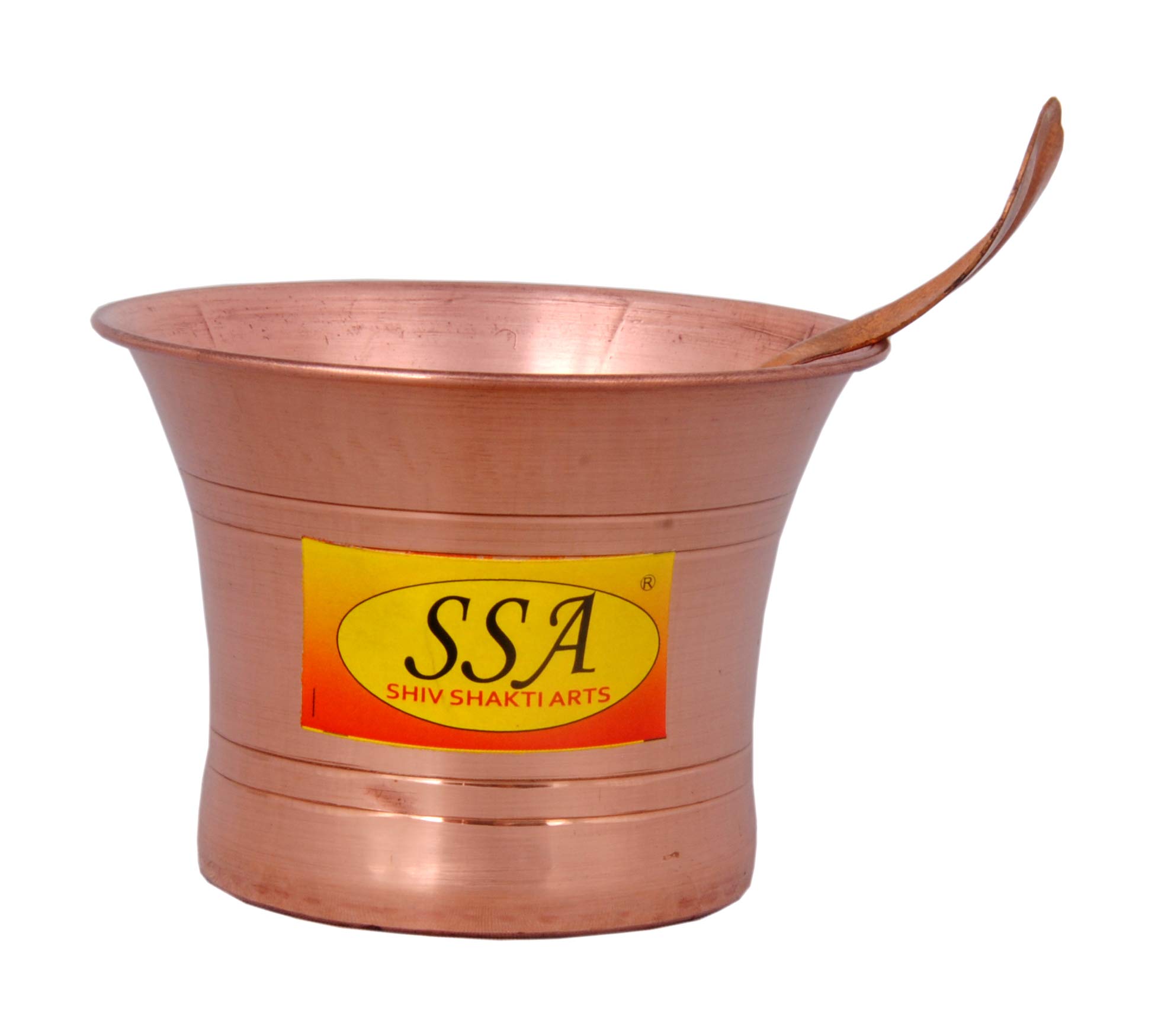 Shiv Shakti Arts Pure Copper Puja Patra | Punch Patra | Jal Patra with Achmani Spoon Set for Poojan Purpose (Small - 5.7 cm X 8 cm)