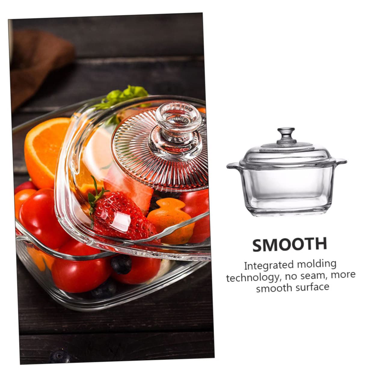 VILLCASE Rechteckige Dickwandige Transparente Glas schüssel mit Deckel Hitzebeständig Ofen Mikrowellengeeignet als Kühlschrank Suppenbehälter für Zuhause und Gastronomie