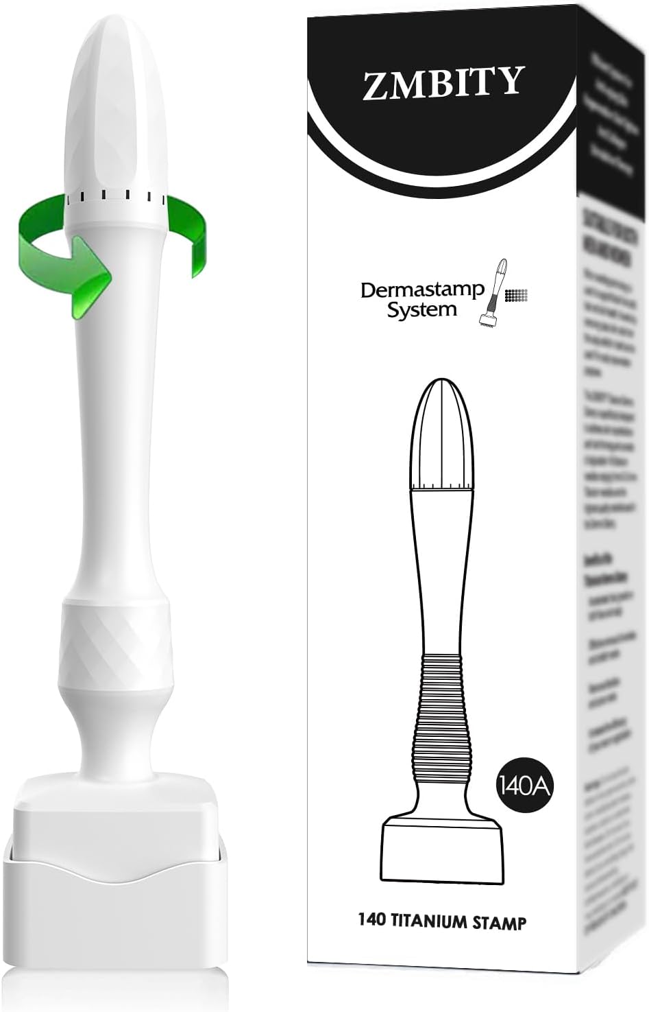 Titanium Microneedles Derma Roller - Stamp Alternative -Microneedle Micro Needle Skin Care Tool - Microneedling Roller for Men and Women (Off White)