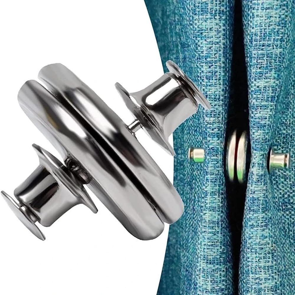 4 Pair Curtain Magnets Closure Button, Metal Magnetic Curtain Button Curtain Magnetic Holdback Button Drapery Magnetic Button to Keep Curtain Closed for Home Bedroom Office Curtain Draperies
