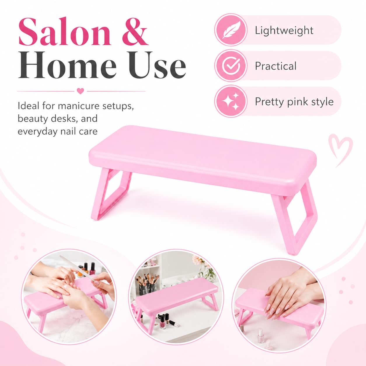 KADS Arm Rest for Nails Cushion,Hand Rest for Nails Tech, Hand Rest Pillow for Nails Toenails, Detachable Nail Art Accessories Tool for Nails Tech (Pink)