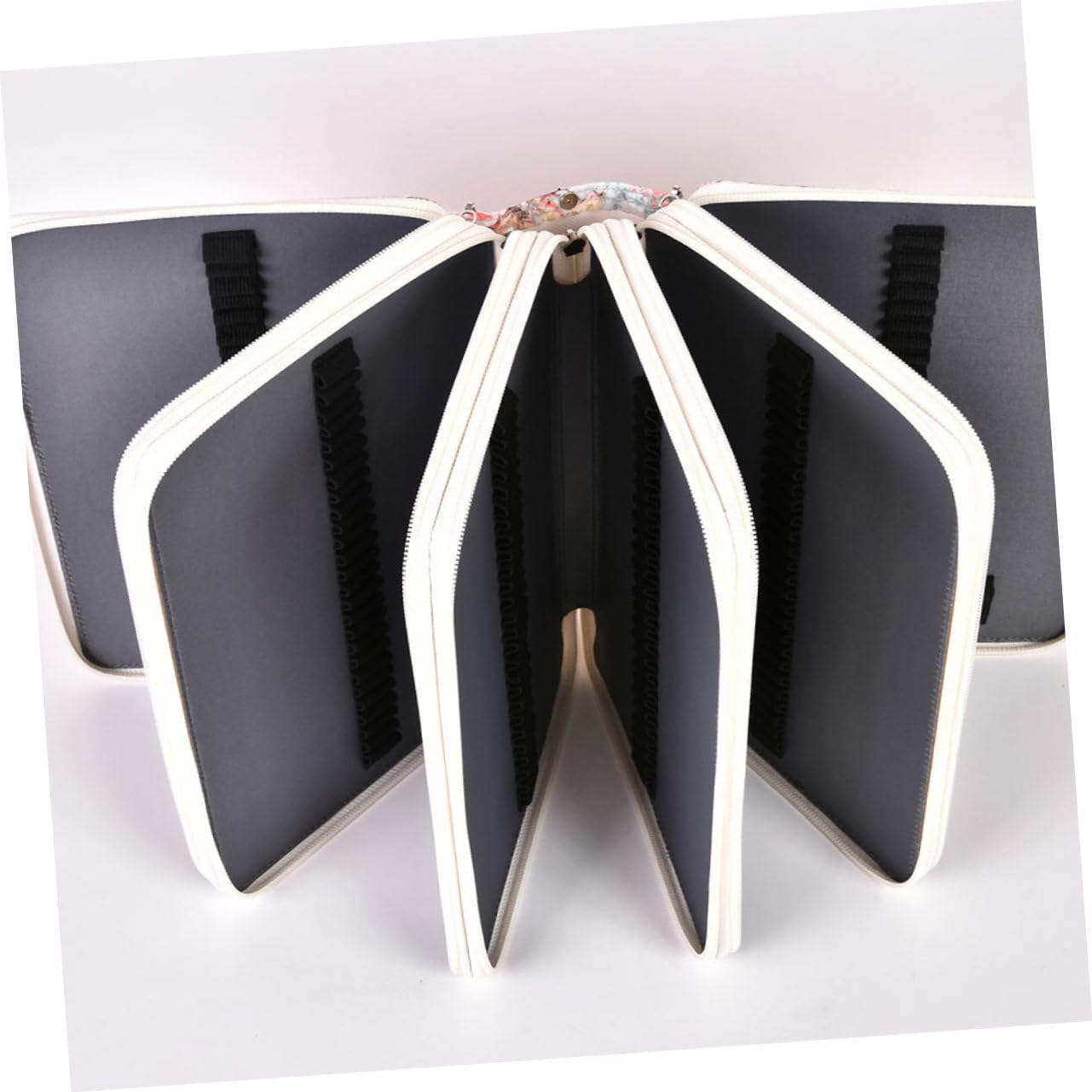 NUOBESTY Astuccio Portamatite Multistrato 252 Scomparti Maniglia | Pouch per Cancelleria Beige, Chiusura a Cerniera in Pu Poliestere, Elastico Interno per Ogni Matita Festa Scuola Decor