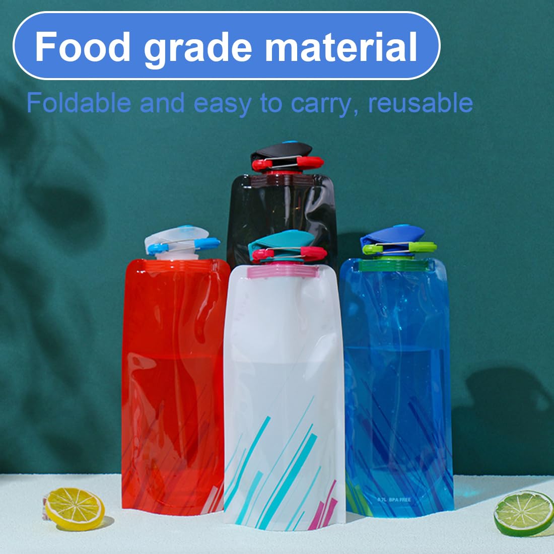 4 Pcs bottiglie pieghevoli da 700ML ideali per escursioni avventure e viaggi Bottiglie flessibili riutilizzabili per l'acqua