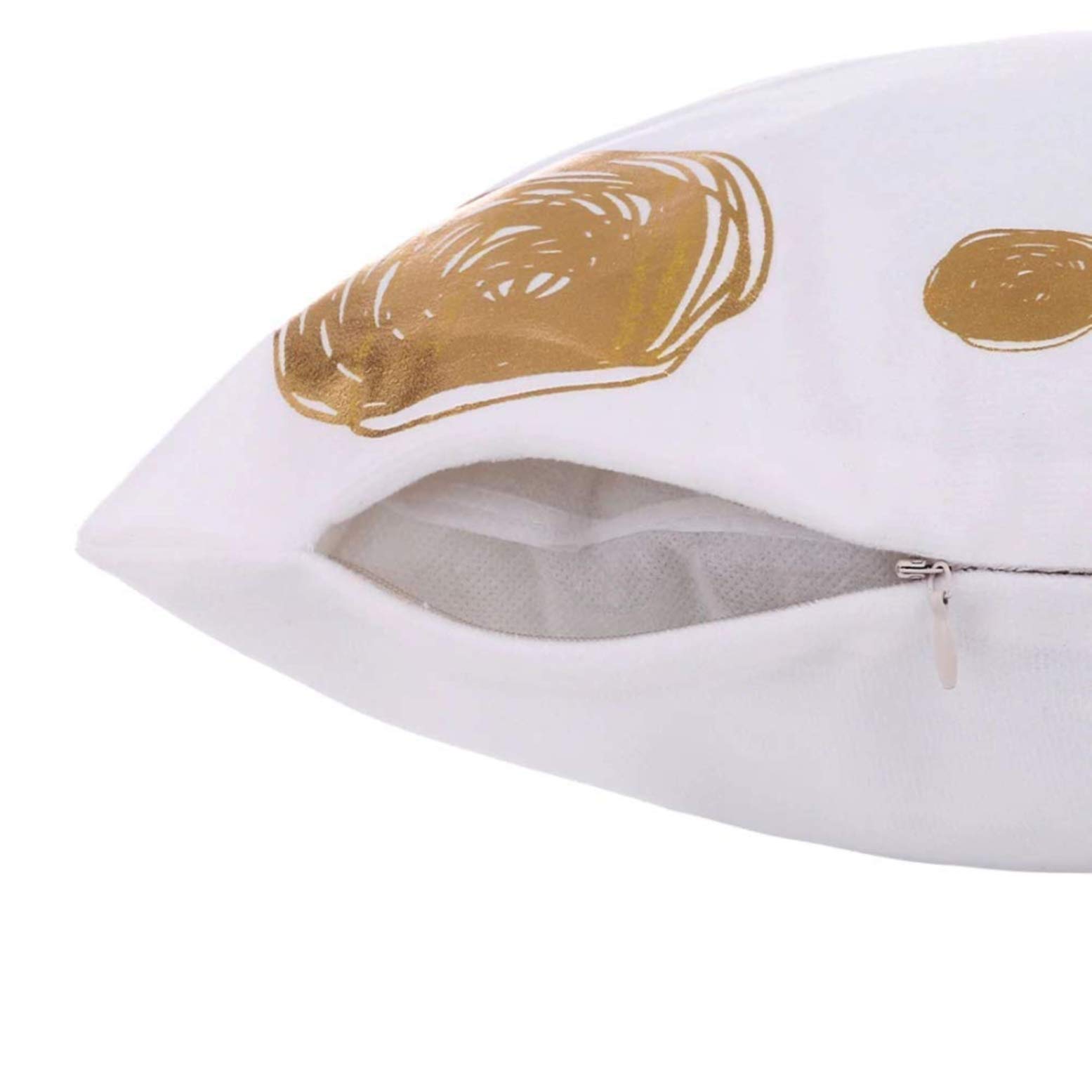 2 Federe Cuscino Divano 40x40 Cm Con Fantasia Rombi Bianco E Oro
