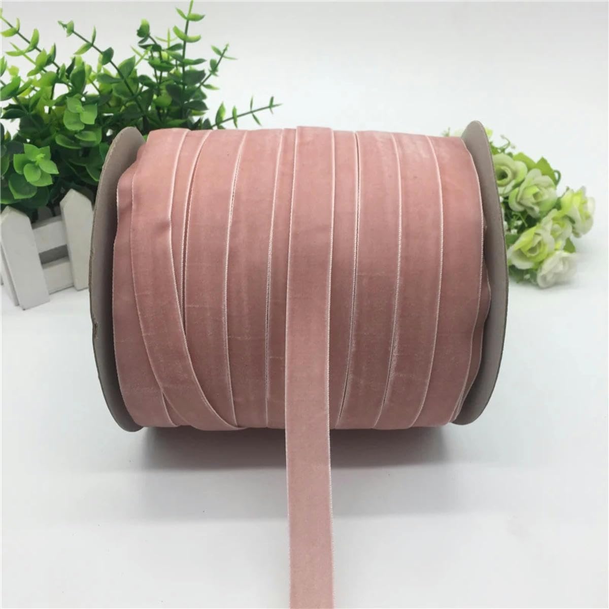 Zestaw wstążek aksamitnych, 5 jardów, 5/8" wstążka aksamitna, dekoracja weselna, ręcznie robiona wstążka do owijania włosów (róża)(Yellow)