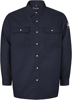 Welding Shirt 7.5oz FR Shirts for Men, 100% C Flame Resistant Welding Jacket with Reinforced Sewing, Durable Men's Fire Retardant FR Clothing for Men, Meets NFPA2112, Navy-ZRND 4XL