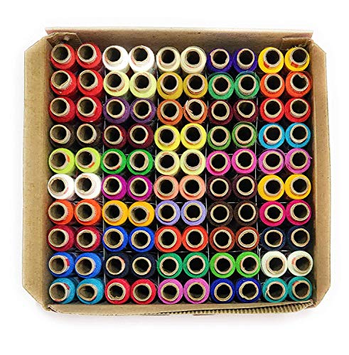 Vivaanshi Industries - Sewing Thread 100 Tubes 50 Shades Each 2 in Number (Multicolour) -Set of 2