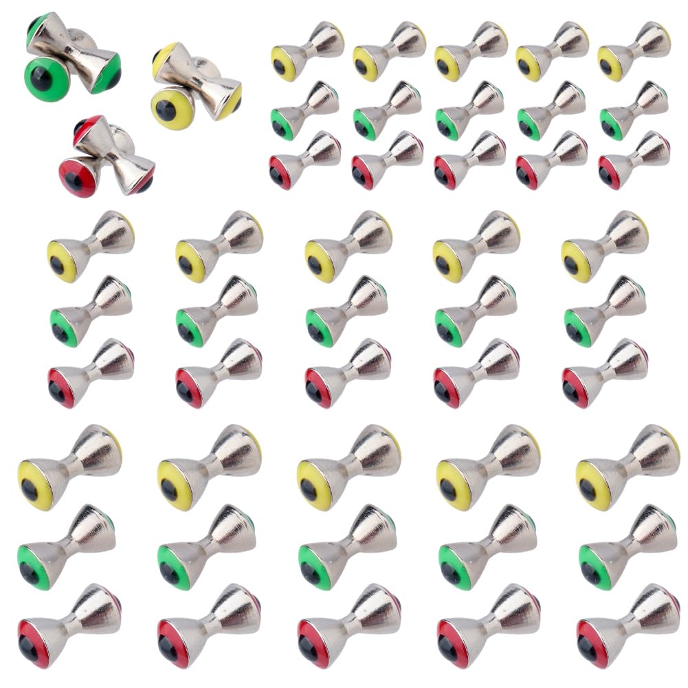 SUPERFINDINGS 45Pcs 3Colors Dumbbell Eyes Fly Tying Realistic Fly tying Materials Lure Jig Double Pupil Brass Dumbbell Eyes for Streamers Bass Bugs Bonefish Baitfish Flies
