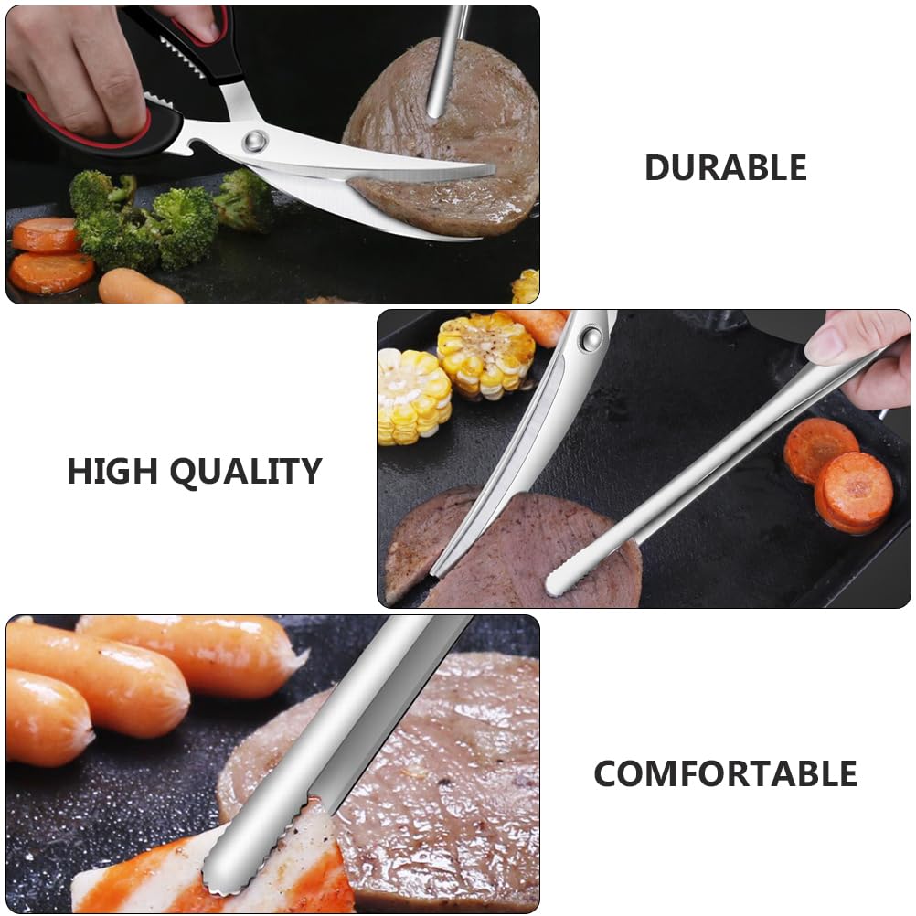 UPKOCH Lot de 2 Ciseaux coréens pour Barbecue et Pince à Barbecue en Acier Inoxydable, Design Ergonomique, antidérapant, idéal pour Le et la Cuisine