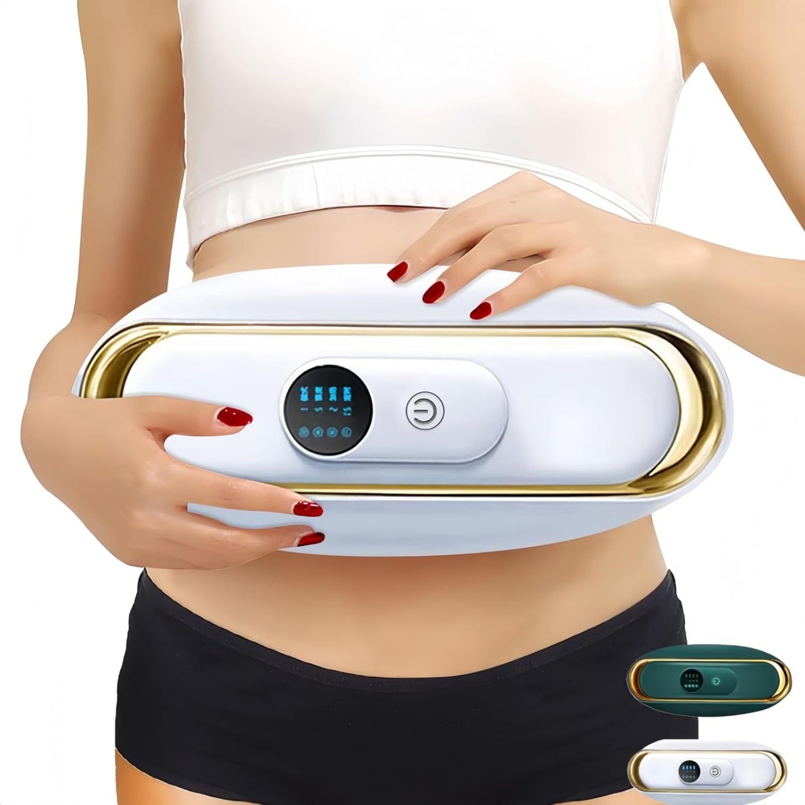 SlimKern Bauch Lipo Fettverbrenner-Elektrischer Kabelloser EMS-Gürtel mit Wärmetherapie Zweistufiger Vibrationsmassage Bauchweggürtel Bauchmuskeltrainer für Damen Ideal für Zuhause,Büro Reisen