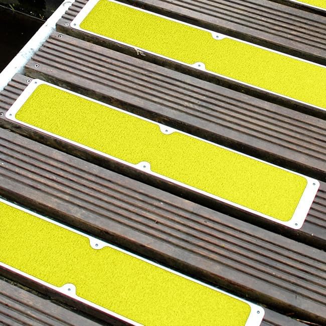 Flat Anti-Slip Plate – 4.5" x 25", Yellow Grit, Aluminum Base, High Visibility Step Safety Plate, Weatherproof, OSHA, NFSI & CoF Compliant