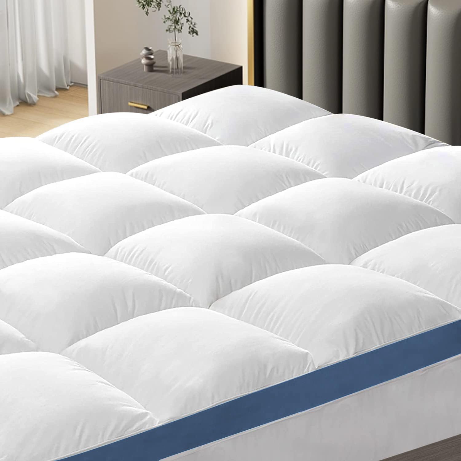 Texlux Mattress Quilted Topper New Gussat Type of Mattress Topper, Size-Queen,Color-Dark Blue-picture-7