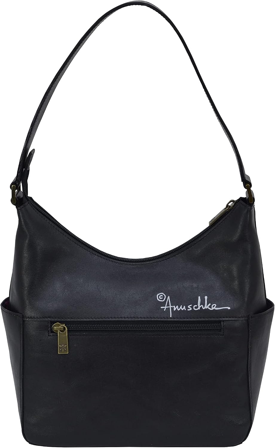 Anuschka Women's Original Hand-Painted Genuine Vegetable Tanned Leather Classic Hobo With Side Pockets
