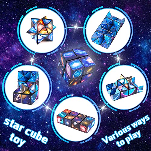 Unendlichkeit Würfel Spielzeug,2 in 1 Unendlich Zappelspielzeug,3D-Puzzle-Würfel,Magic Star Cube,Magic Puzzle Cubes für Kinder,Infinity Cube Toys für Stress und Angst Linderung Entspannendes Spielzeug