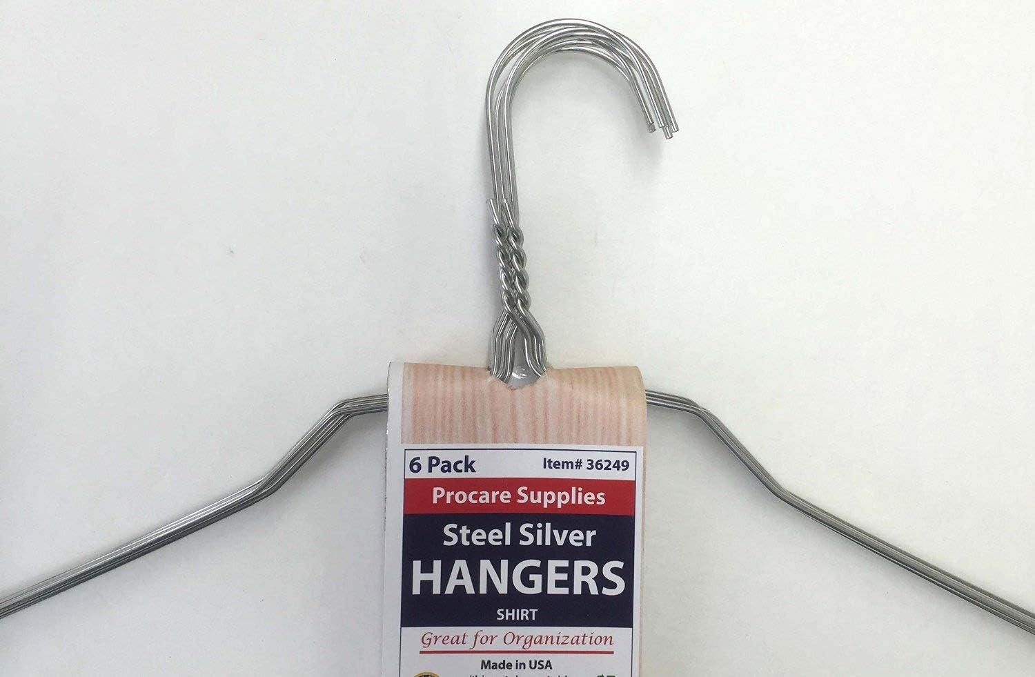 ProCare 6PACK Strong Silver Color Galvanized Metal Wire Shirt Hangers 16 Inch 13 Gauge