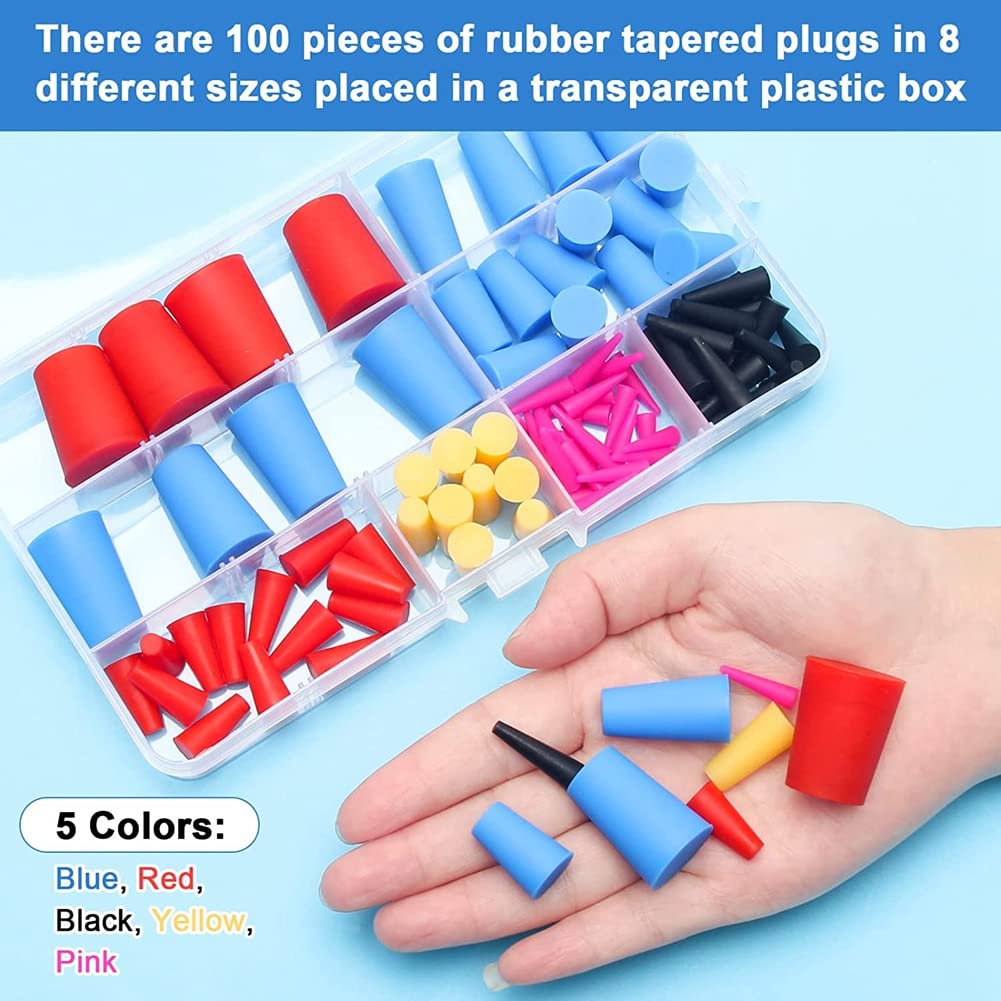 iFutniew 1 kit de bouchons coniques en caoutchouc de silicone 8 tailles 1/16 à 5/8 pour bouchons de trou, peinture, étanchéité iFutniew 1 kit de bouchons coniques en caoutchouc de silicone 8 tailles 1/16 à 5/8 pour bouchons de trou, peinture, étanchéité