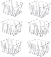 Vista 14 de Slideep Cestas de alambre para congelador, cesta de almacenamiento con asas, almacenamiento de alimentos para armarios de cocina, despensa, armario