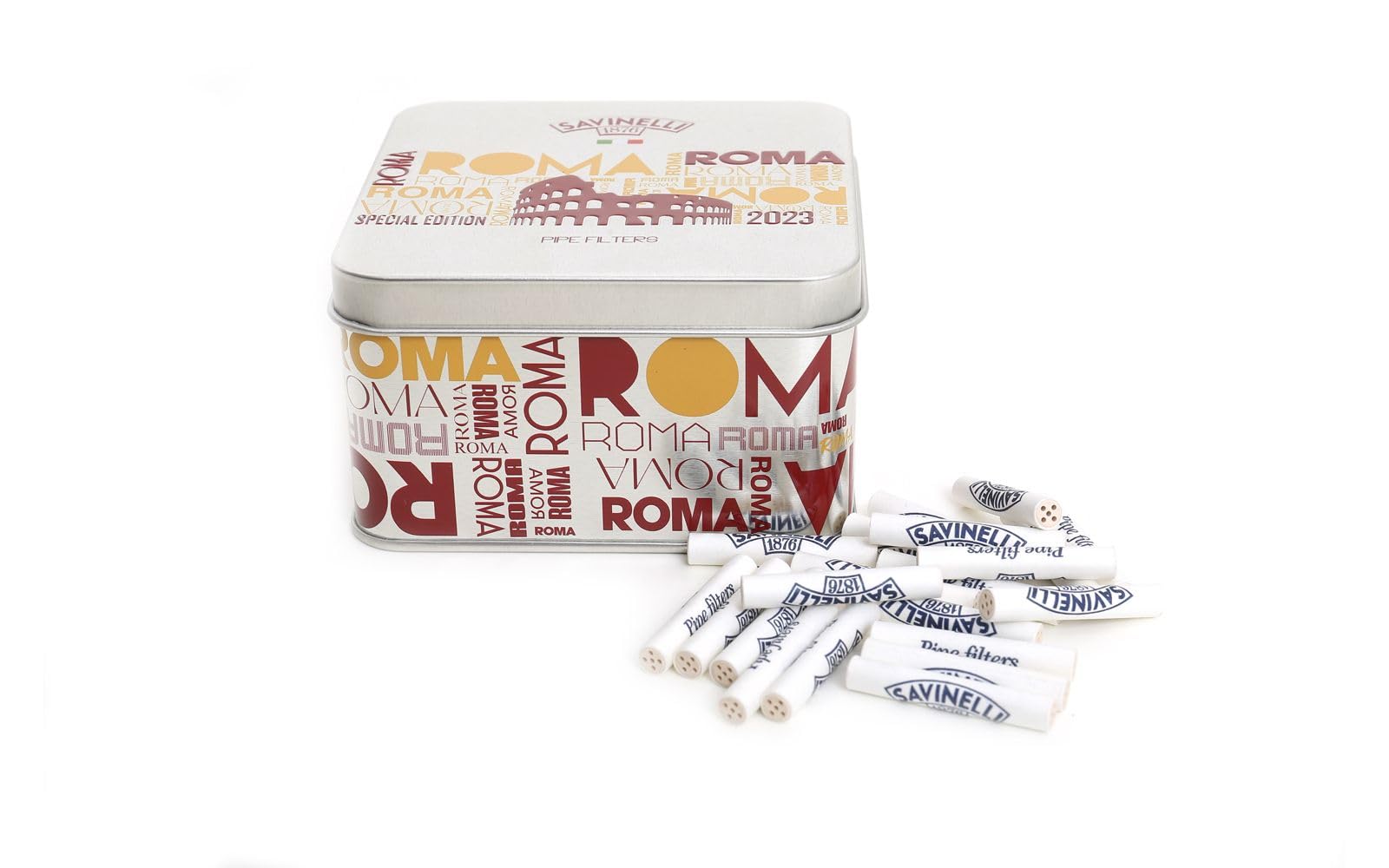 1 tin Savinelli Charcoal Pipe Filters, 6mm Diameter, 100 Filters per Tin, Made in Italy