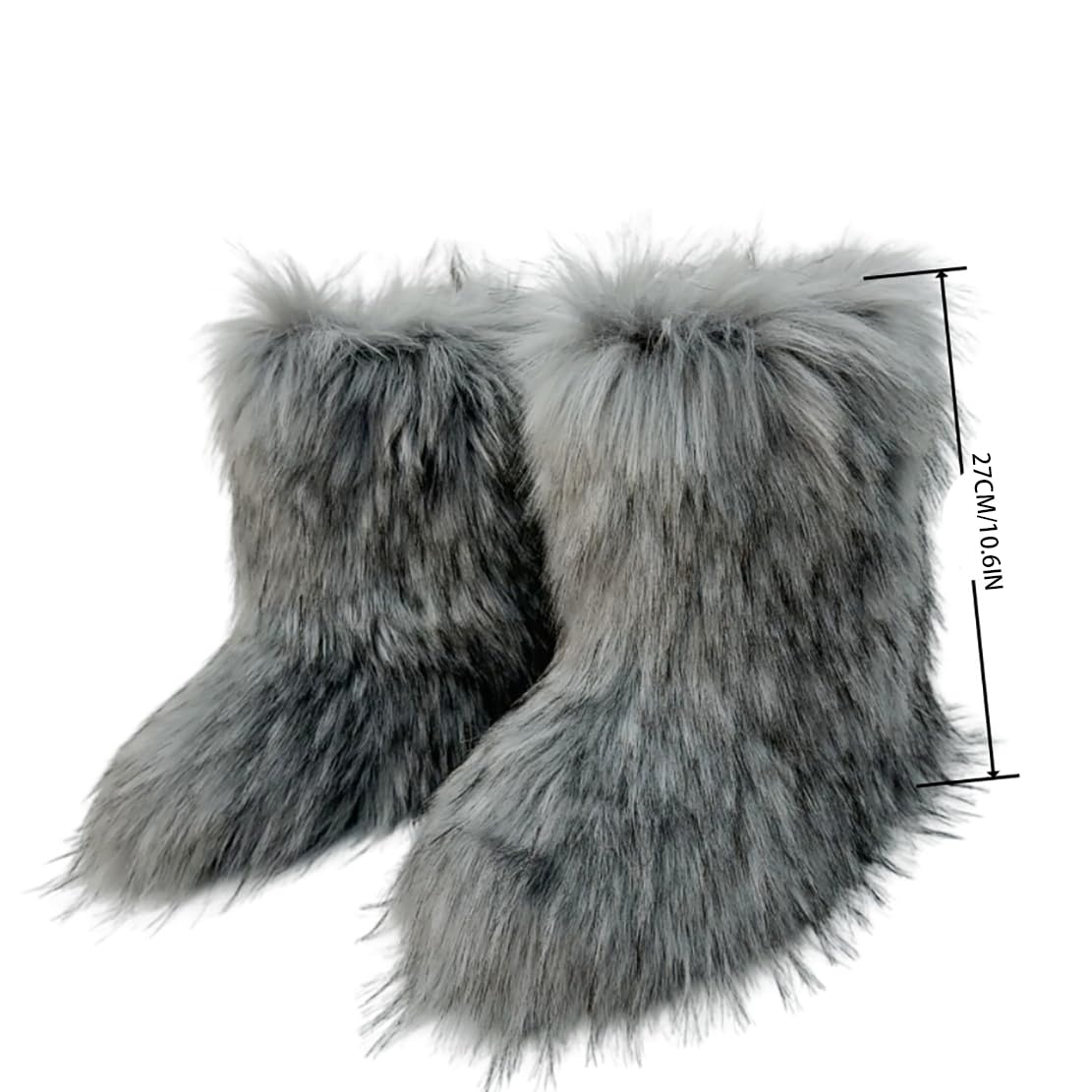 Ulalaza Bottes pour femmes bottes de neige moelleuses bottes de neige mi - mollet hiver bottes de neige en daim chaud fourrure doublée bottes de poche Casual Fashion
