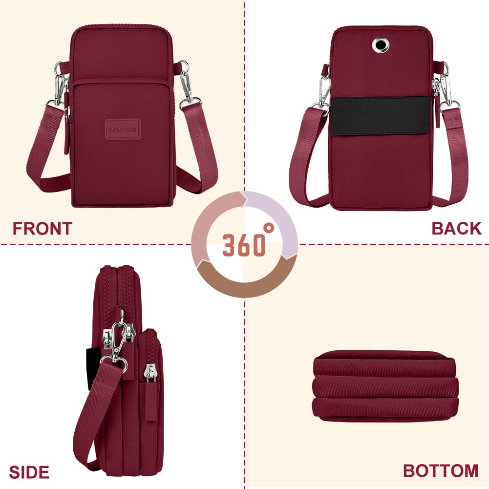 Aucuu Borsa a Tracolla da Donna in Nylon, Mini Borsa a Tracolla con Cinghie Regolabili Staccabili, Fascia da Braccio per Cellulare con Porta Cuffie per Cellulari Sotto i 7"