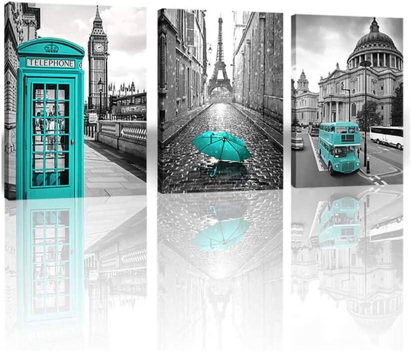 Paris Decor Wall Art for Bedroom London Big Ben Tower Canvas Prints Pictures for bedroom Black and White Morden Canvas Wall Art Painting Giclee Europe Buildings Picture Wall Decoration for Living Room