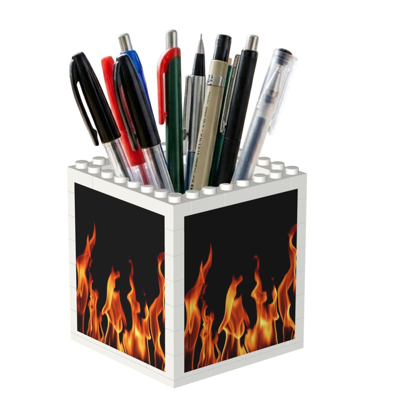 Poadnly Burning Flame Print Multicolor, Pen Pot Pencil Holder for Office Home School, Compact Desk Organiser for Office Stationery
