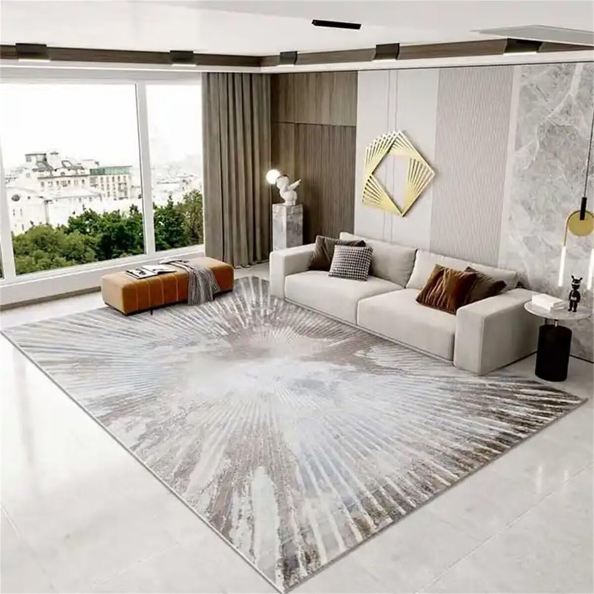 Tapis de salon simple gris pour créer un coin lecture cosy