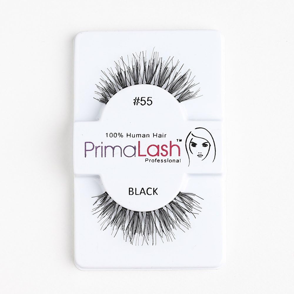 100% Human Hair False Lashes by PrimaLash Professional STYLE 55- Handmade Strip Lashes