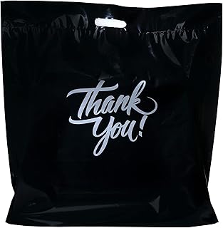 Thank You Merchandise Bags, Die Cut Handles, Retail Shopping Bags for Boutique, Goodie Bags, Gift Bags Bulk, Favors, 1.25-1.75-2-2.35 Mil Reusable Plastic Bags - Choose Color & Size