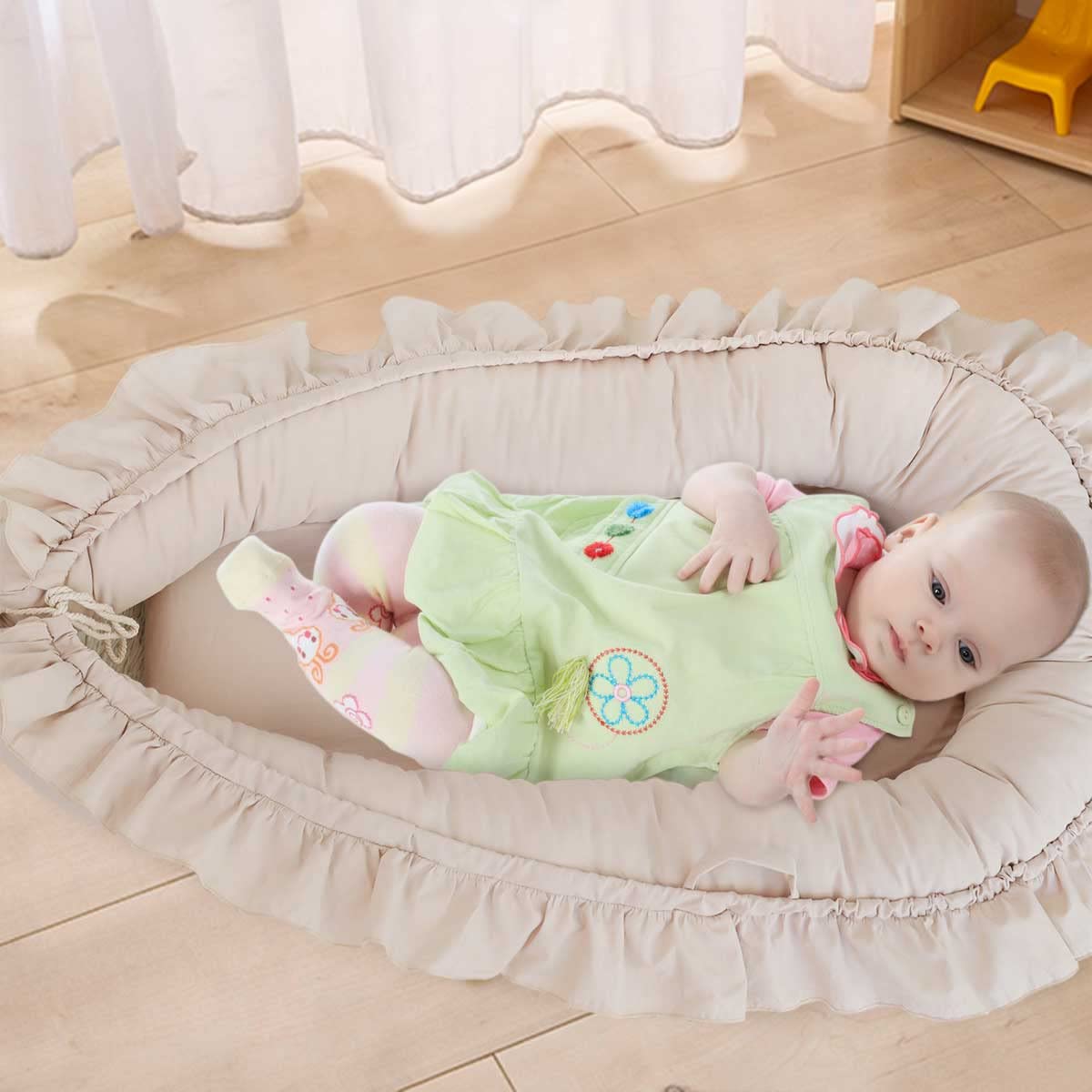 Baby Nest für Neugeborene und Baby Anti Kick Baby Schlafsack für neugeborene Jungen Mädchen 0-18 Monate Neugeborenes Geschenk (Beige)