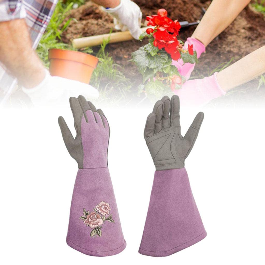 Rękawice robocze Rękawice ogrodnicze, Gardening Resistant Proof Planting Gauntlet Garden Working Rose Pruning For Rose Pruning Thorny Bushes Cacti(Purple,L)