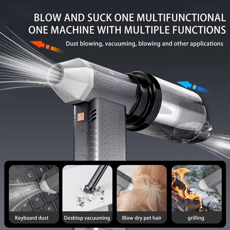 Image of Portable Wireless Vacuum Cleaner with Blower & Suction | 2 Modes | Handheld Lightweight for Car | Home | Office | Foldable Design (Mini Turbo 2 In 1 Blower Vacuum Cleaner130000RPM Suction 12000pa)
