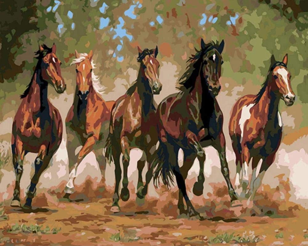 Peinture par chiffres cheval œuvre d'art murale acrylique sur toile