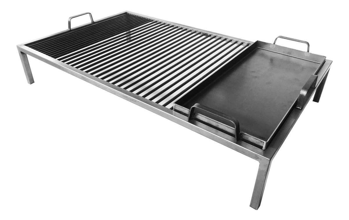 Argentine Grill con moduli in ferro rimovibili - Iron Argentina Grill - BBQ Parrilla Asado - Sor pampa grill (Griglia con piastra in ferro Modulo (91,4 x 50,8 cm)