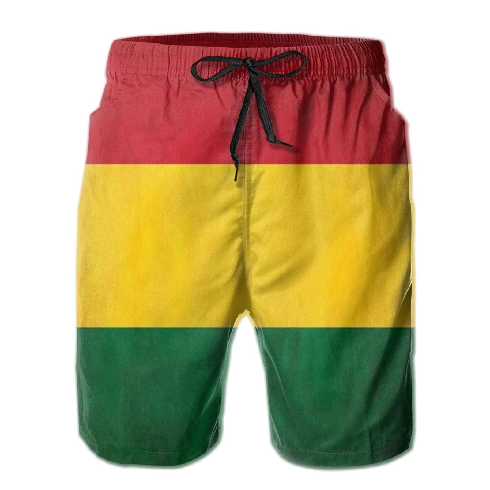 XBMPIUAS Swim Shorts Mens Beach Shorts Reggae Rasta Flag 3D Printed Swim Trunks Quick Dry Surf Bathing Suit