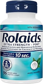 Rolaids Extra Strength Antacid, Mint Flavour, 96 Count, Fast & Effective Relief of Heartburn