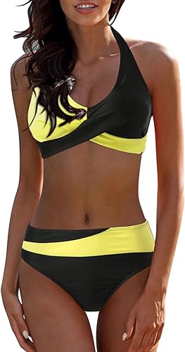 Womens Two Piece Swimsuits Wrap Front Bikini Top High Waisted Bottom Tummy Control 2024 Bathing Suits Vintage Print Swimwear