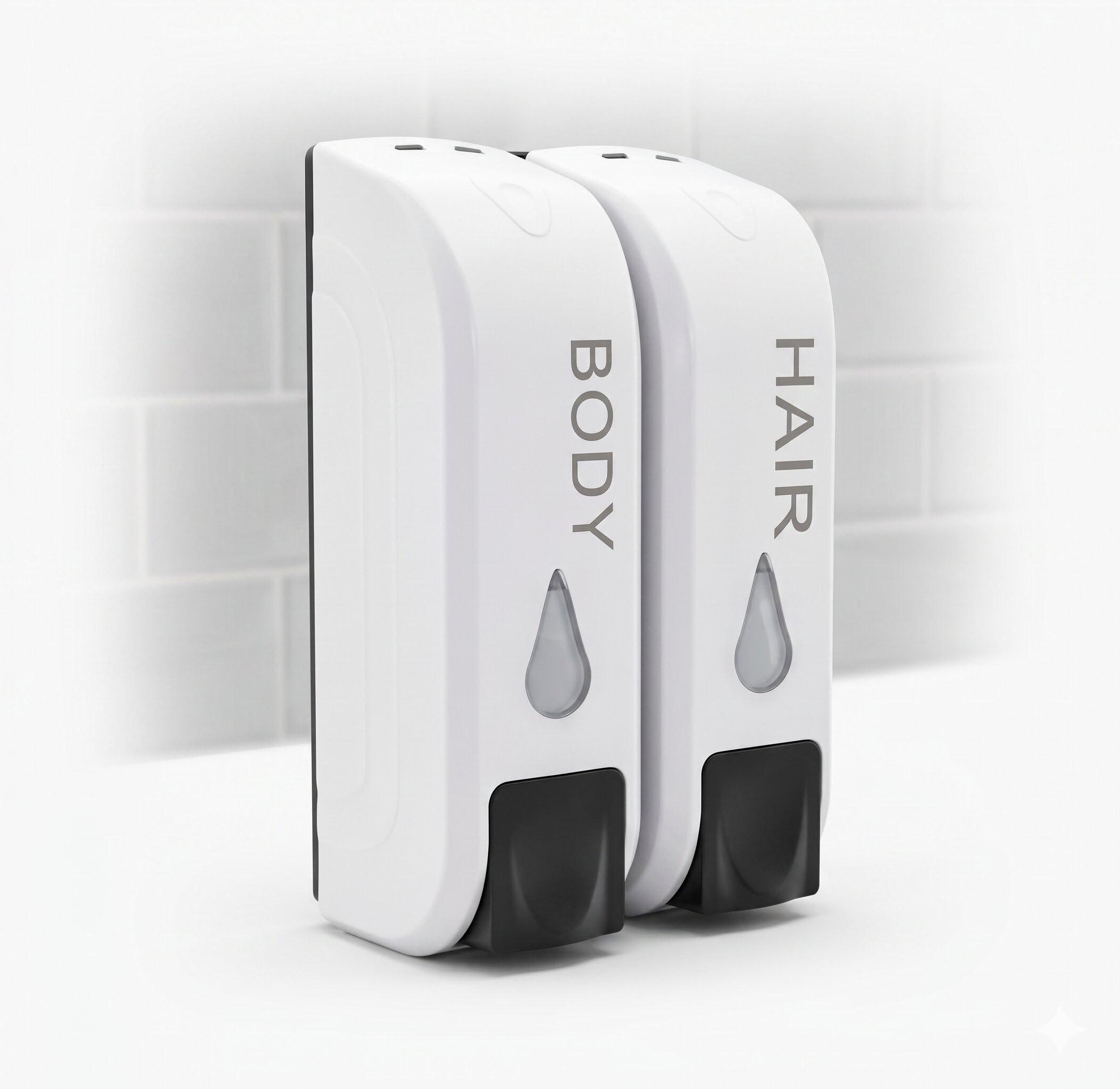 JERN Soap Dispenser for Shower Gel and Shampoo or Conditioner ABS Wall Mount White (Double)-image-40
