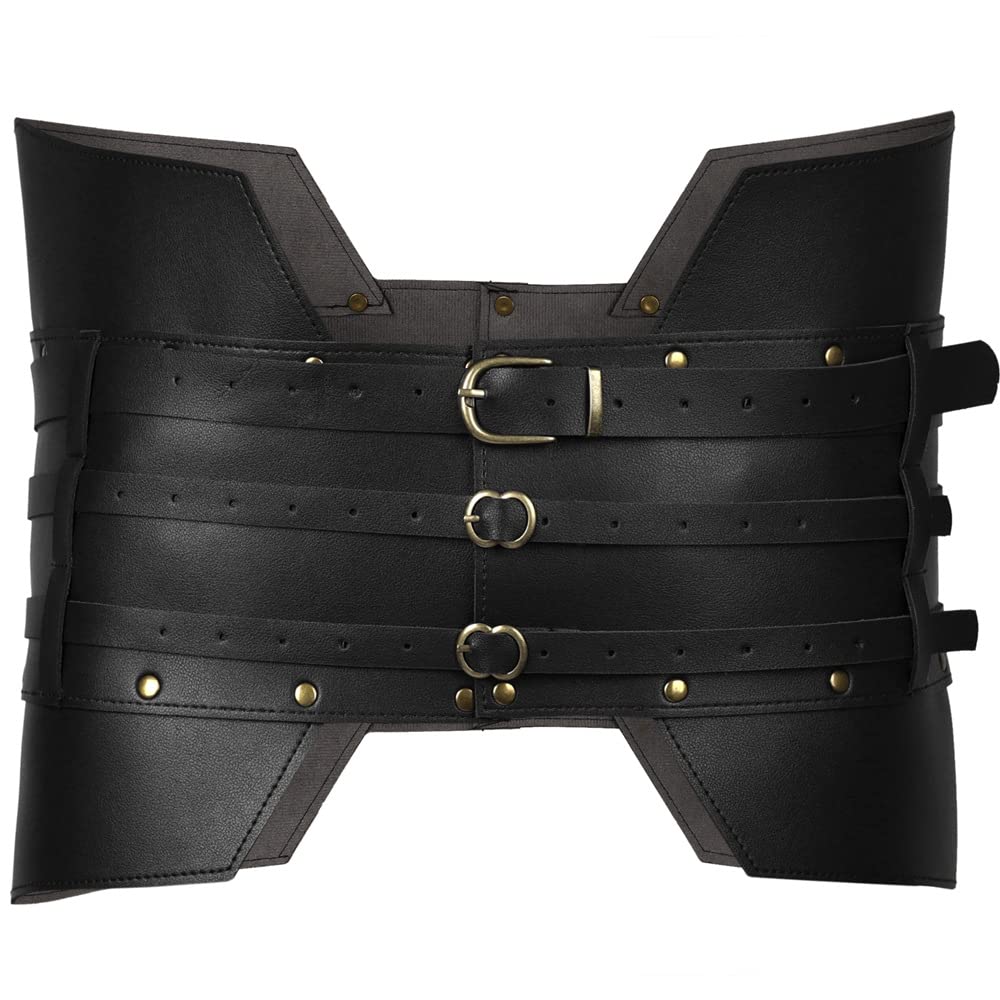 SSDH Medieval Wide Leather Armor Belt, Handmade Steampunk Cosplay Costume Accessory for Women & Men, Renaissance, Viking