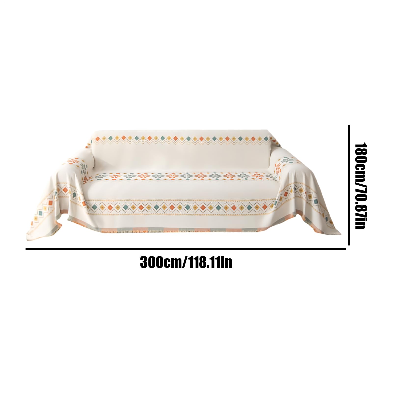 Copridivani Boho Per Divano 300x180 cm Copertura Protettiva Reversibile | Copertura Loveseat Lavabile Per Affittuari Appartamento Camera Da Sala Studio Ufficio Casa Hotel Studio Ristoran