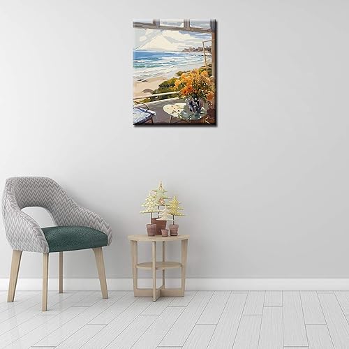 Miniatura 4 de Pintura por números, paisaje de ventana, flores, paisaje, playa, paisaje, bricolaje, pintura sobre lienzo con pinceles, pinturas acrílicas,