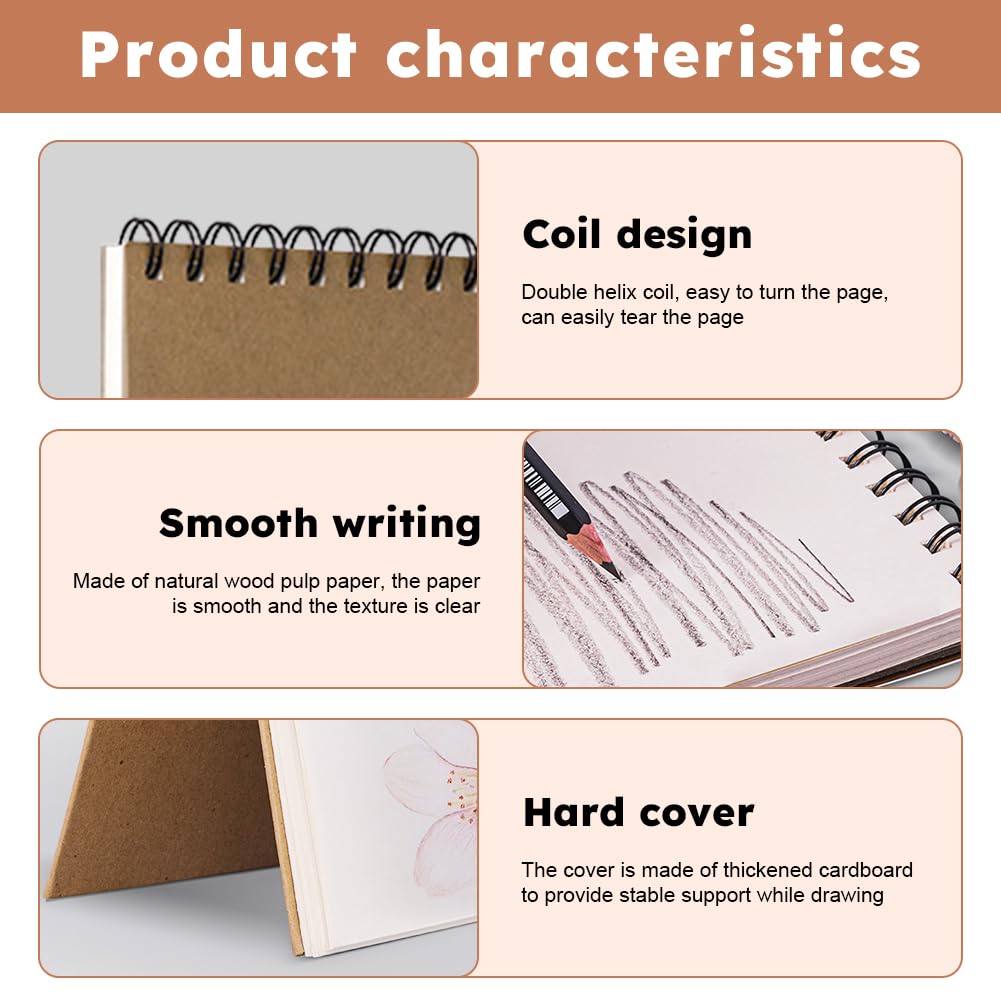 2 Pcs A5 Sketch Books, 160gsm Spiral Bound Drawing Pad Sketch Paper Art Supplie - Image 4