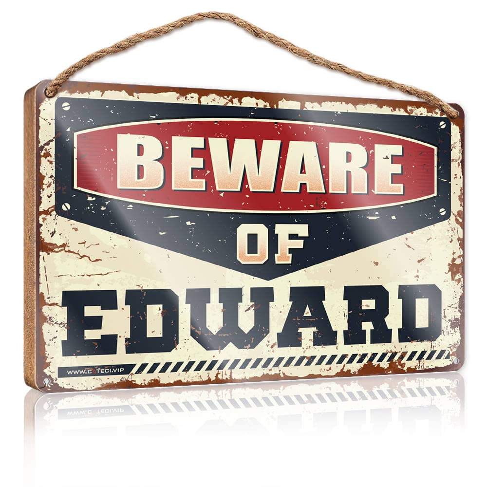 HELIOFORGE Home Hanging Sign Beware Of Edward Wooden Sign(23X35CM)
