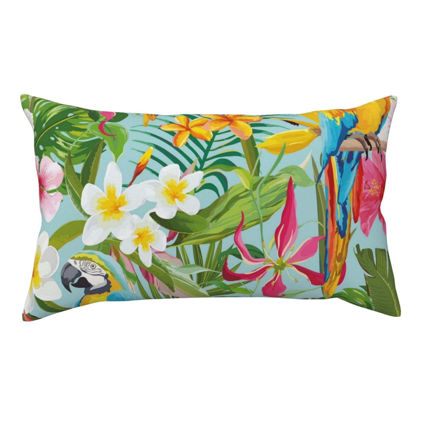 YFSGDLBN Tropical plants and parrots printed Pillow Case 20x36in decorative pillowcase Cushion Cover