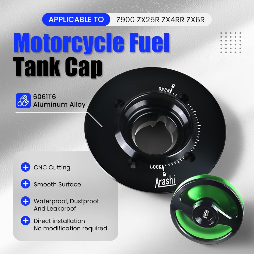 Motorcycle Modified CNC Fuel Tank CapsFor KAWASAKI Ninaj650.500.400/Z900.SE Z650 Z500 Z400 ZX4RR ZX25R ZX6R Versys1000 (Green)