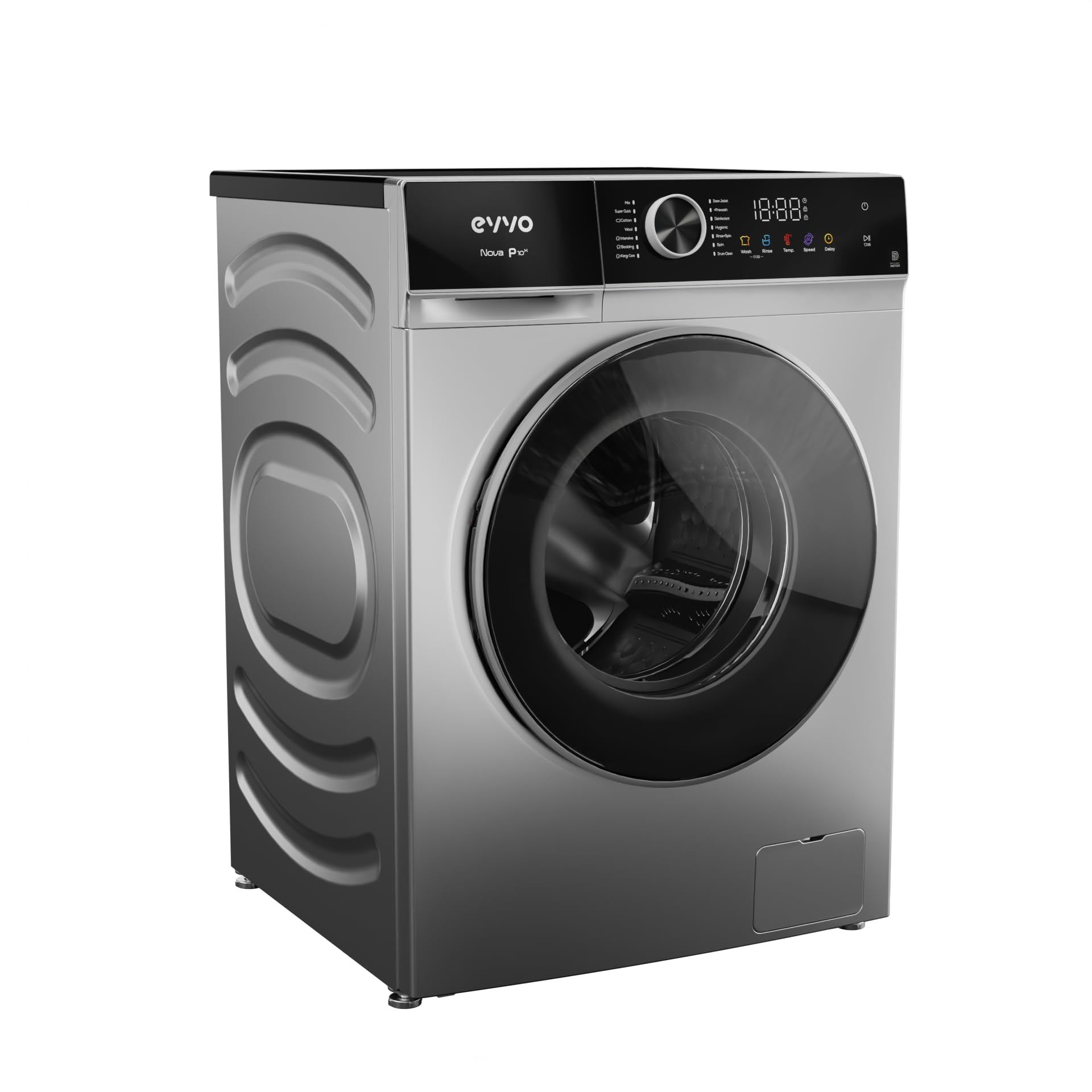 EVVO Lavadora Carga Frontal Nova P10X - Lavadora 10kg, Efic. Energética A, Motor Inverter eDRIVE, 1200 RPM, Tecnología SMART LOAD, Tambor ePROTECT, Pantalla Táctil, 14 Programas, Inox