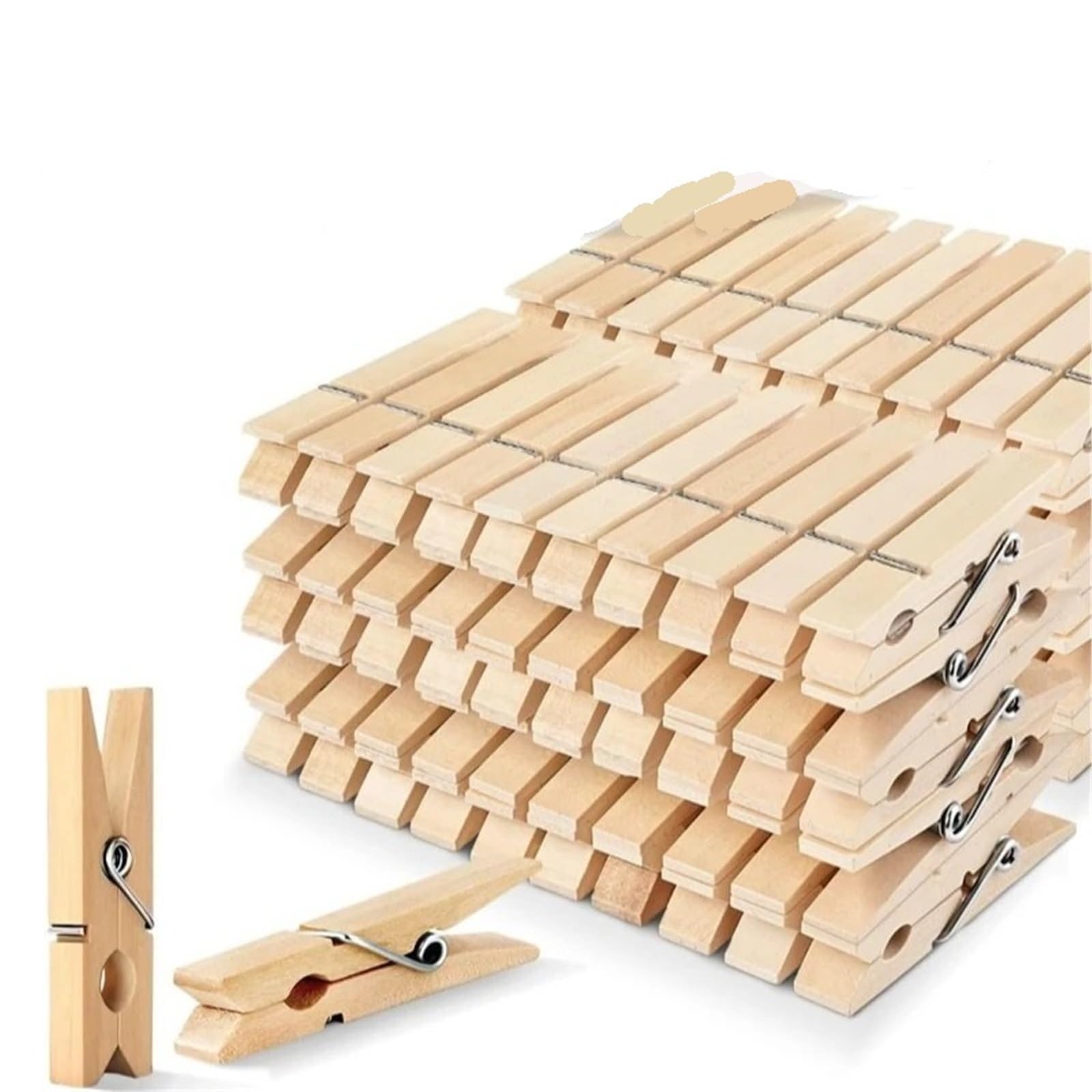 Wäscheklammern aus natürlichem Holz, für Bastelarbeiten, Fotos und DIY-Projekte, 100 Stück | Robuste Drahtfederklemmen, wiederverwendbar und vielseitig für Zuhause, Büro und Urlaubsdekoration.