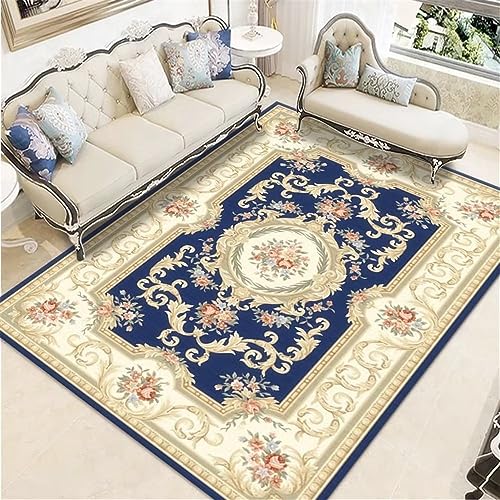 Tapis bureau sol durable et tapis doux géométrique bleu beige 100x200cm - 2